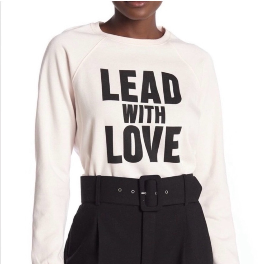 Rebecca Minkoff Lead With Love Blush Pink/Black Crew Neck Sweatshirt Small